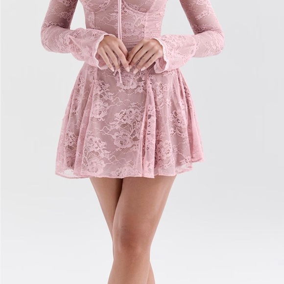 House of CB Pink Lace Long Sleeve Dress - Picture 3 of 10